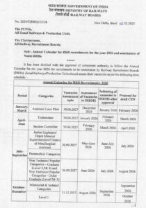 RRB Exam Calendar 2026 released, Check the New Exam Schedule Here