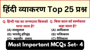 Hindi Vyakaran Mock Test 4 in Hindi For Exams | Most Important Questions Online Mock Test
